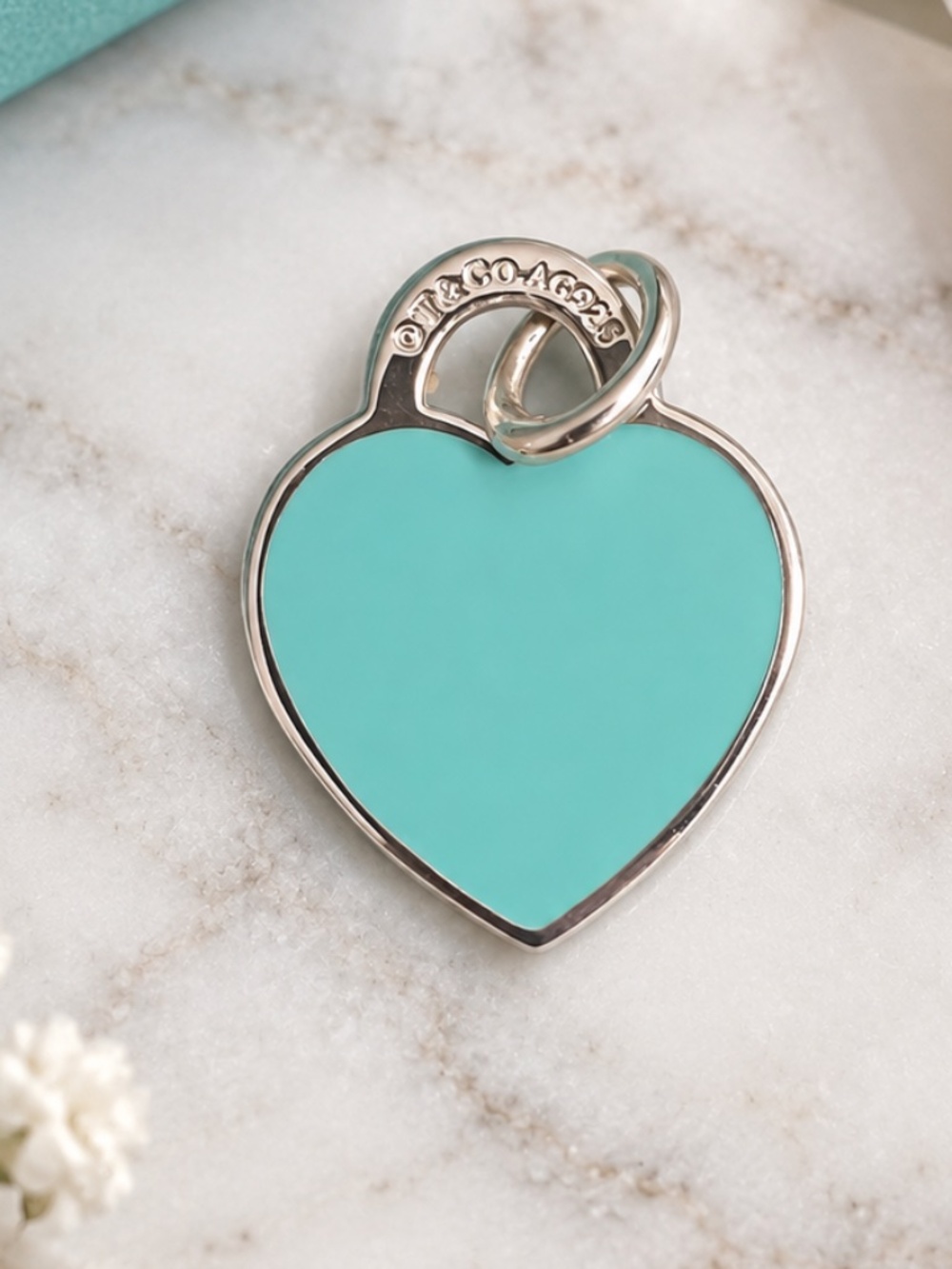 Tiffany & Co Blue Enamel Heart Charm Small Milano Return to Tiffany 925 silver